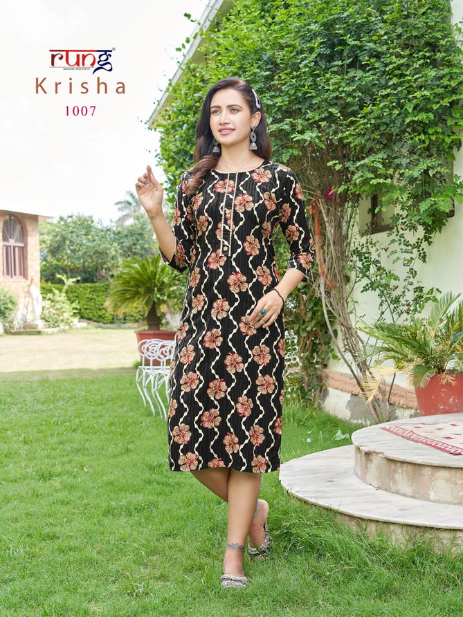 Krisha By Rang Rayon Printed Kurtis Catalog